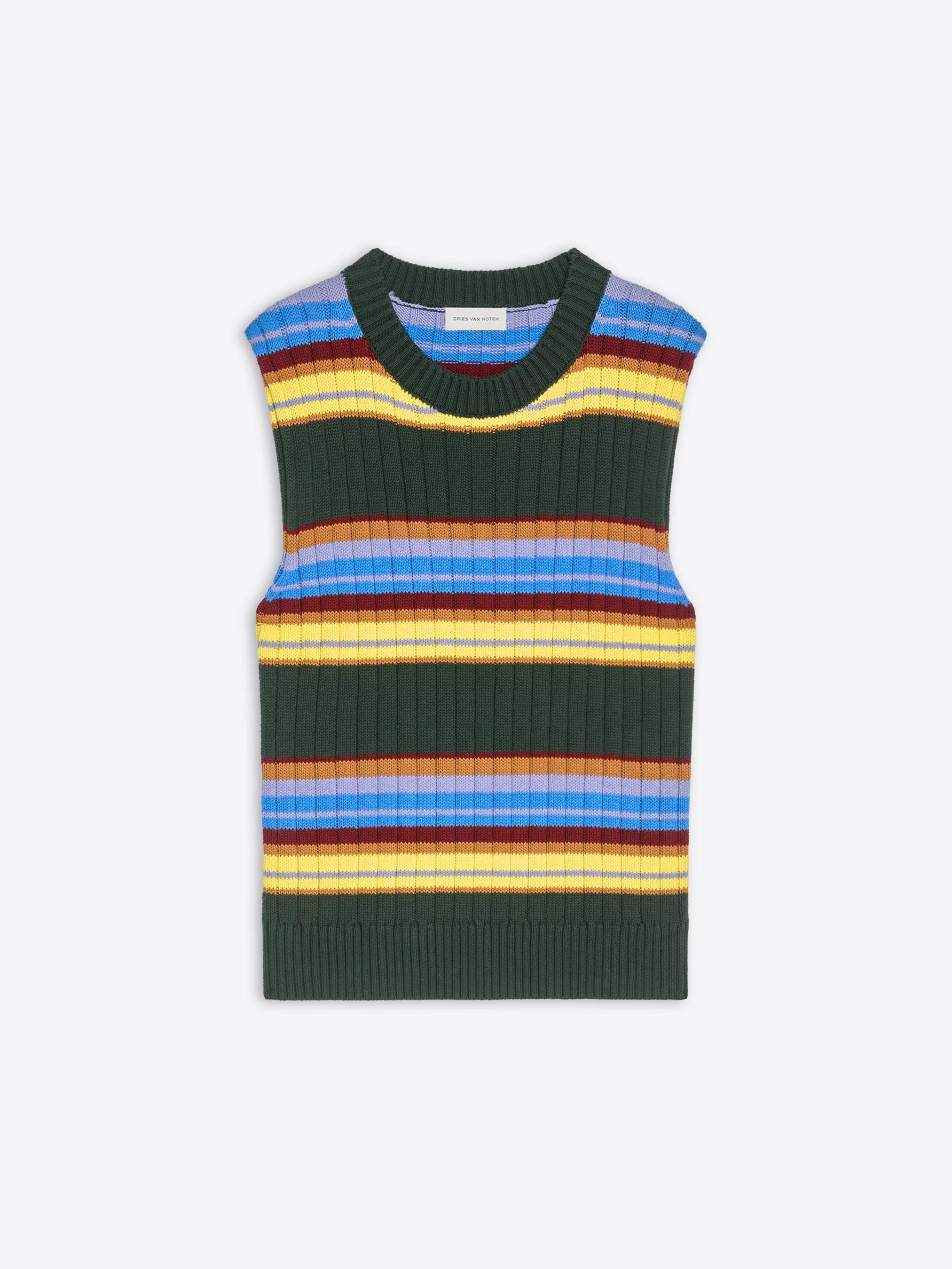 STRIPED SLEEVELESS SWEATER - 1