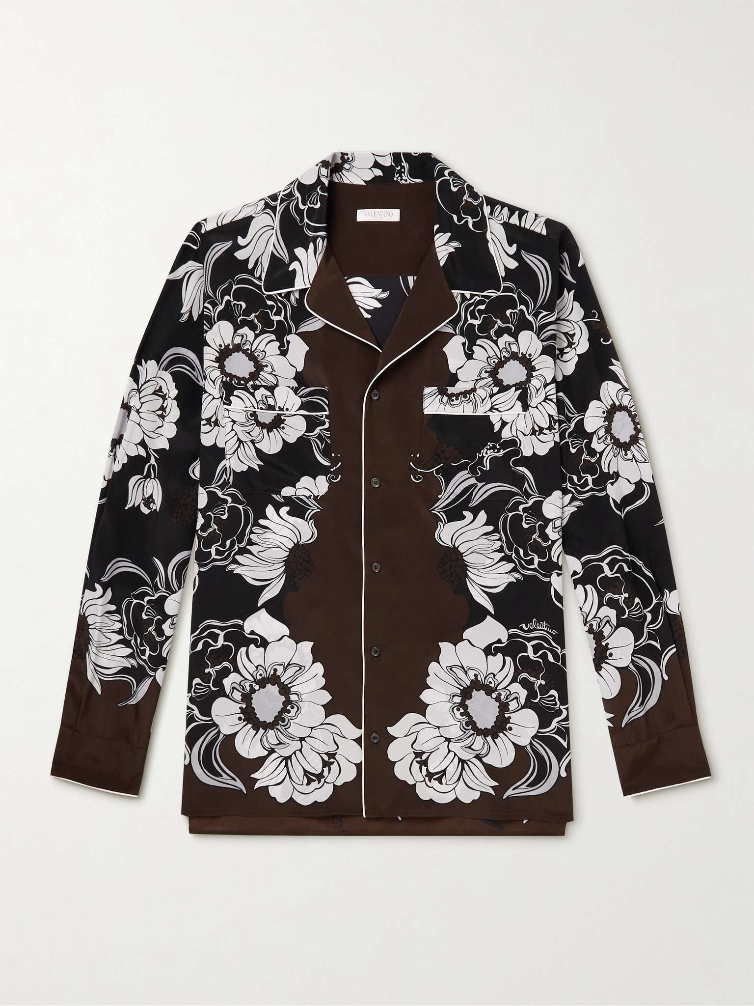 Camp-Collar Printed Silk Crepe de Chine Shirt - 1