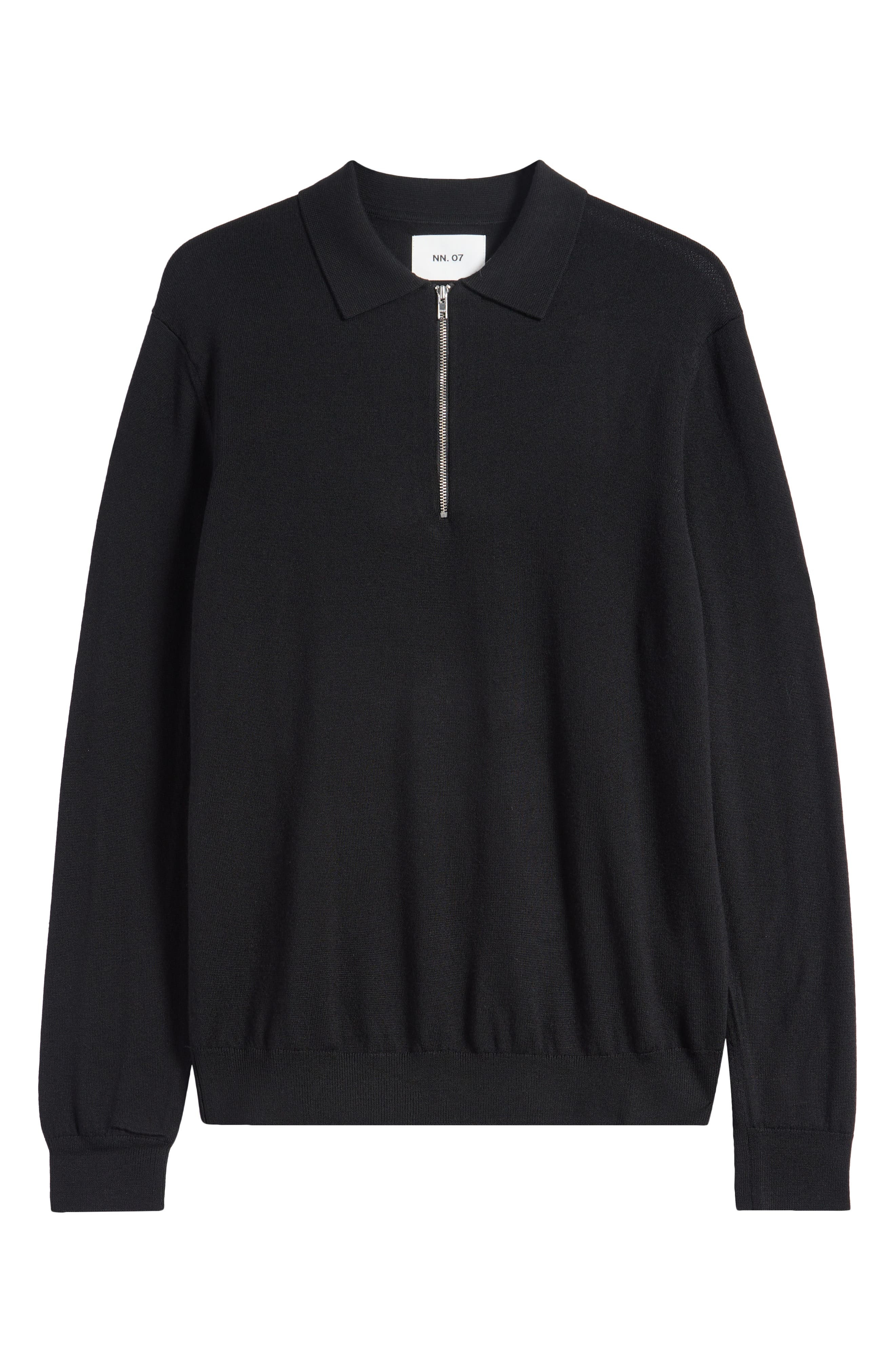 NN07 Quarter Zip Wool Polo Sweater in Black at Nordstrom - 5