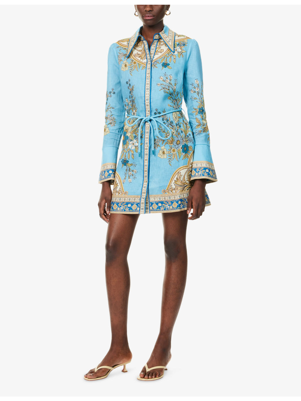 Cassie Floral Flax Mini Dress - 3