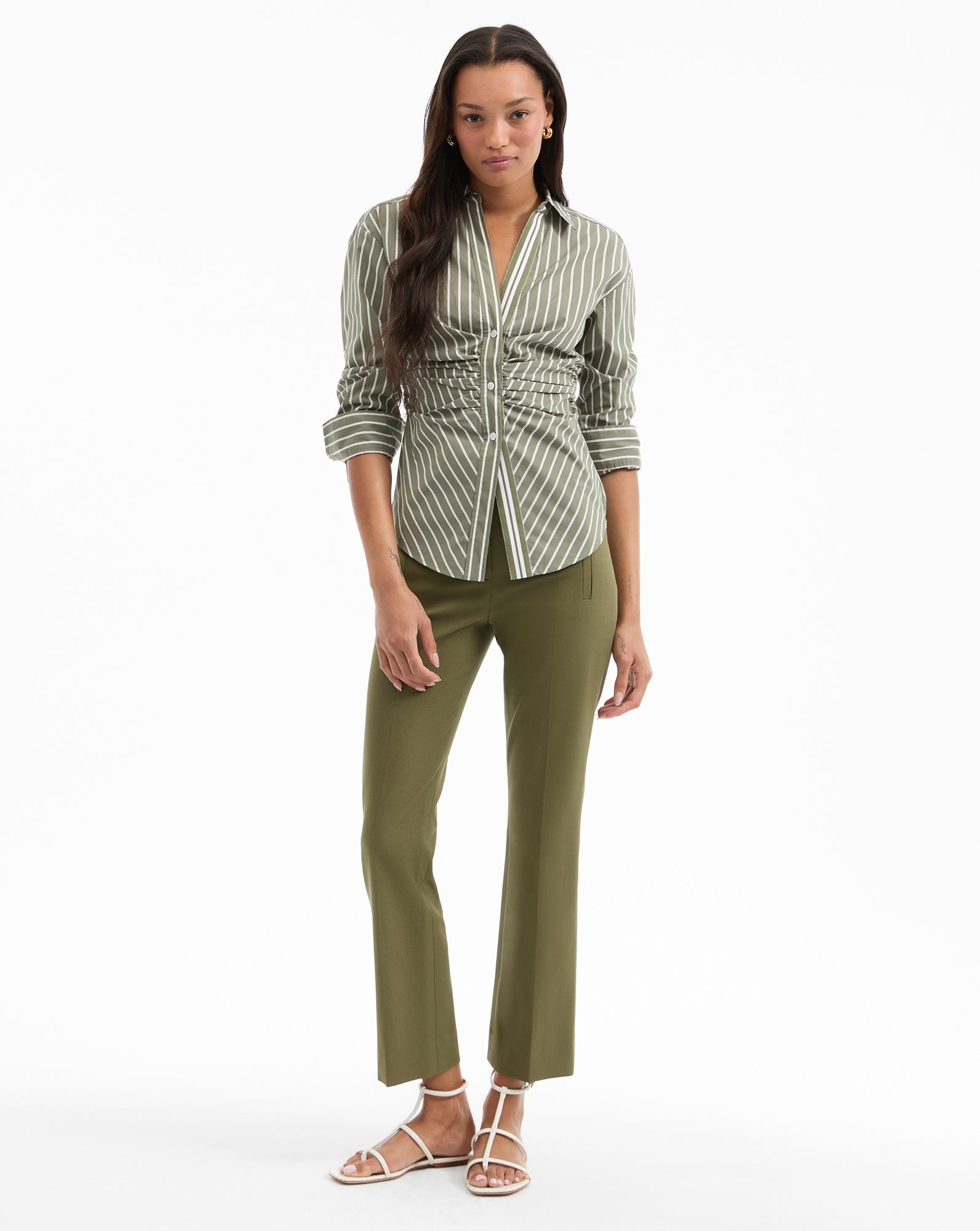 DEVRA RUCHED BUTTON-DOWN SHIRT - 3