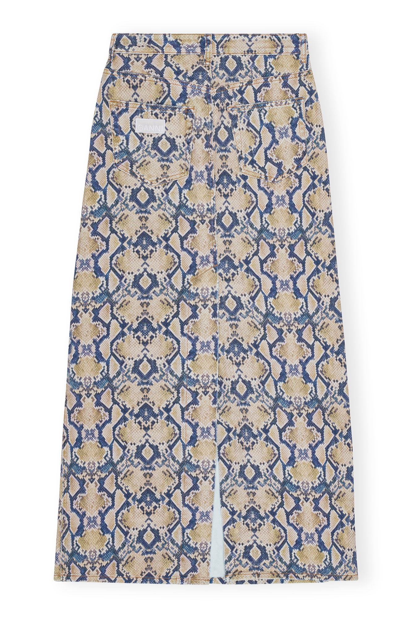 SNAKE PRINTED DENIM MAXI SLIT SKIRT - 2