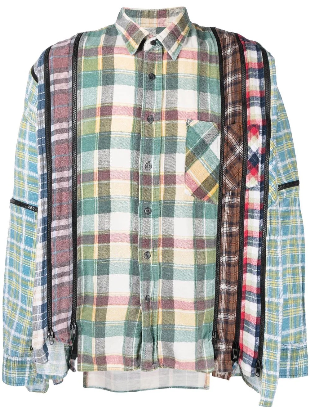 patchwork check-print shirt - 1