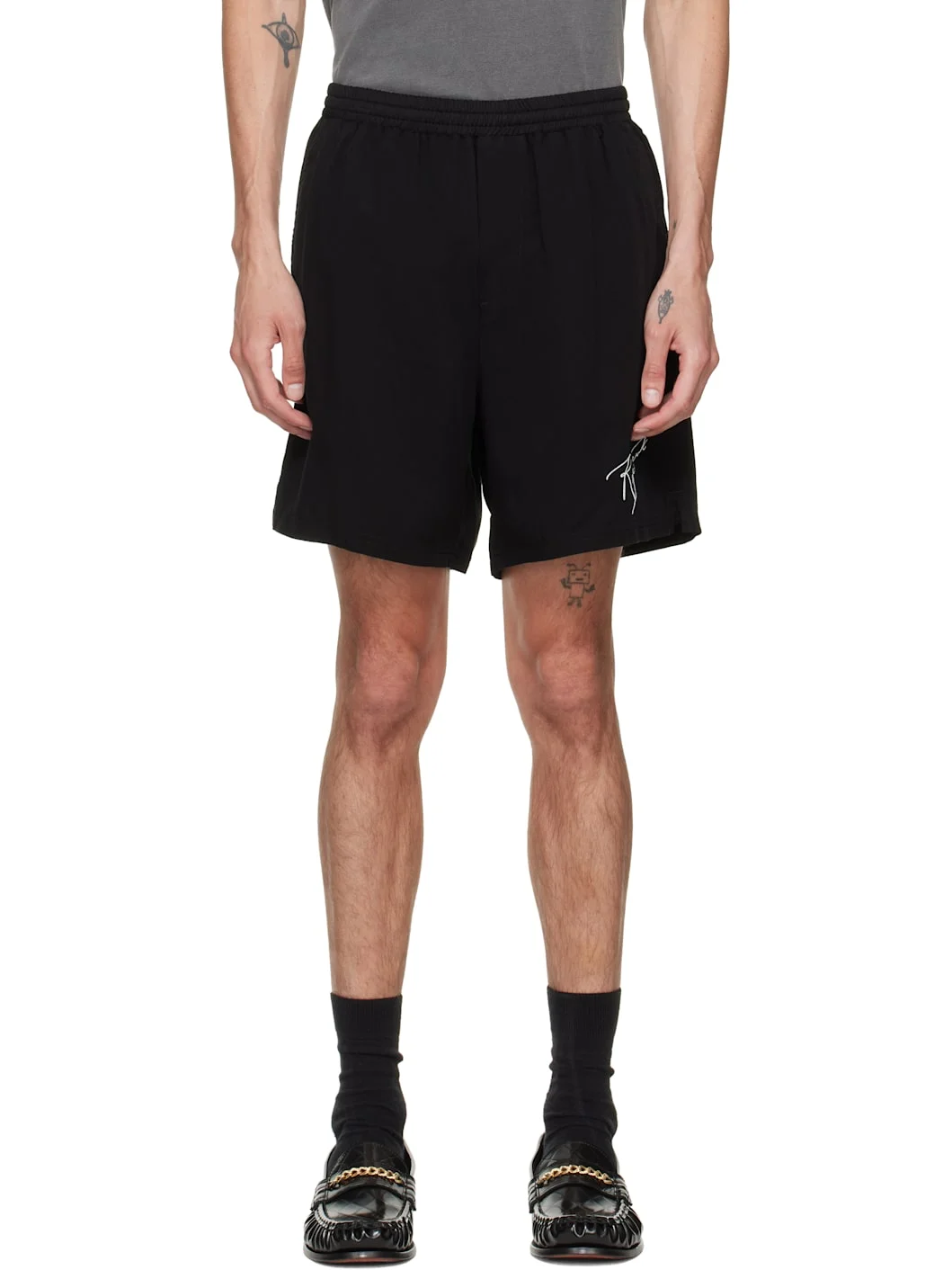 Black 'Love and Kisses' Shorts - 1