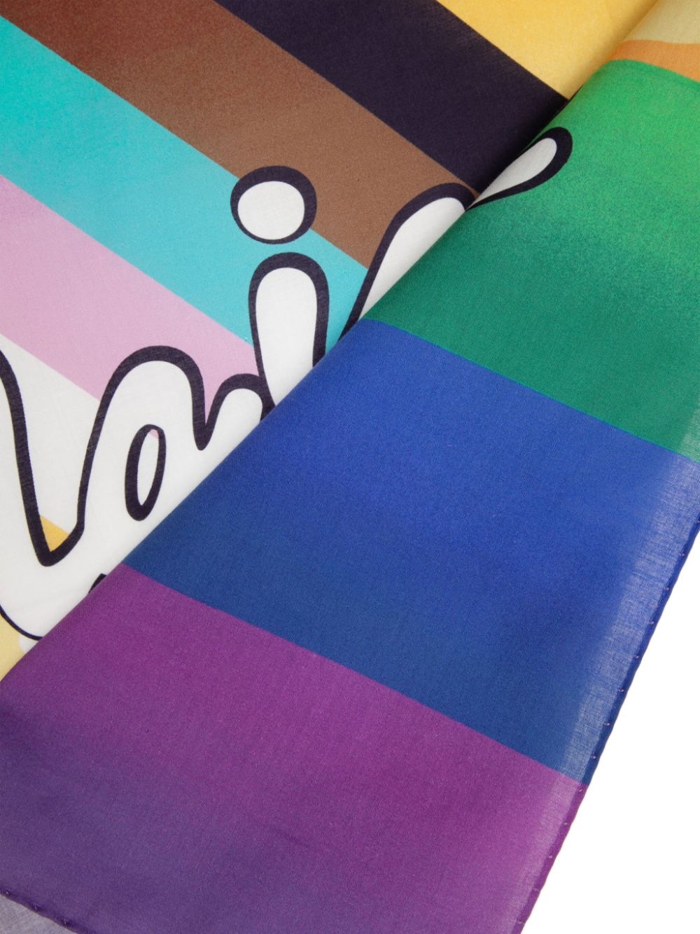 logo-print cotton scarf - 3
