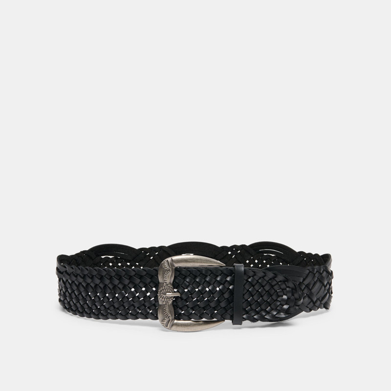 WOVEN WESTERN BUCKLE BELT BLACK SILVER 1