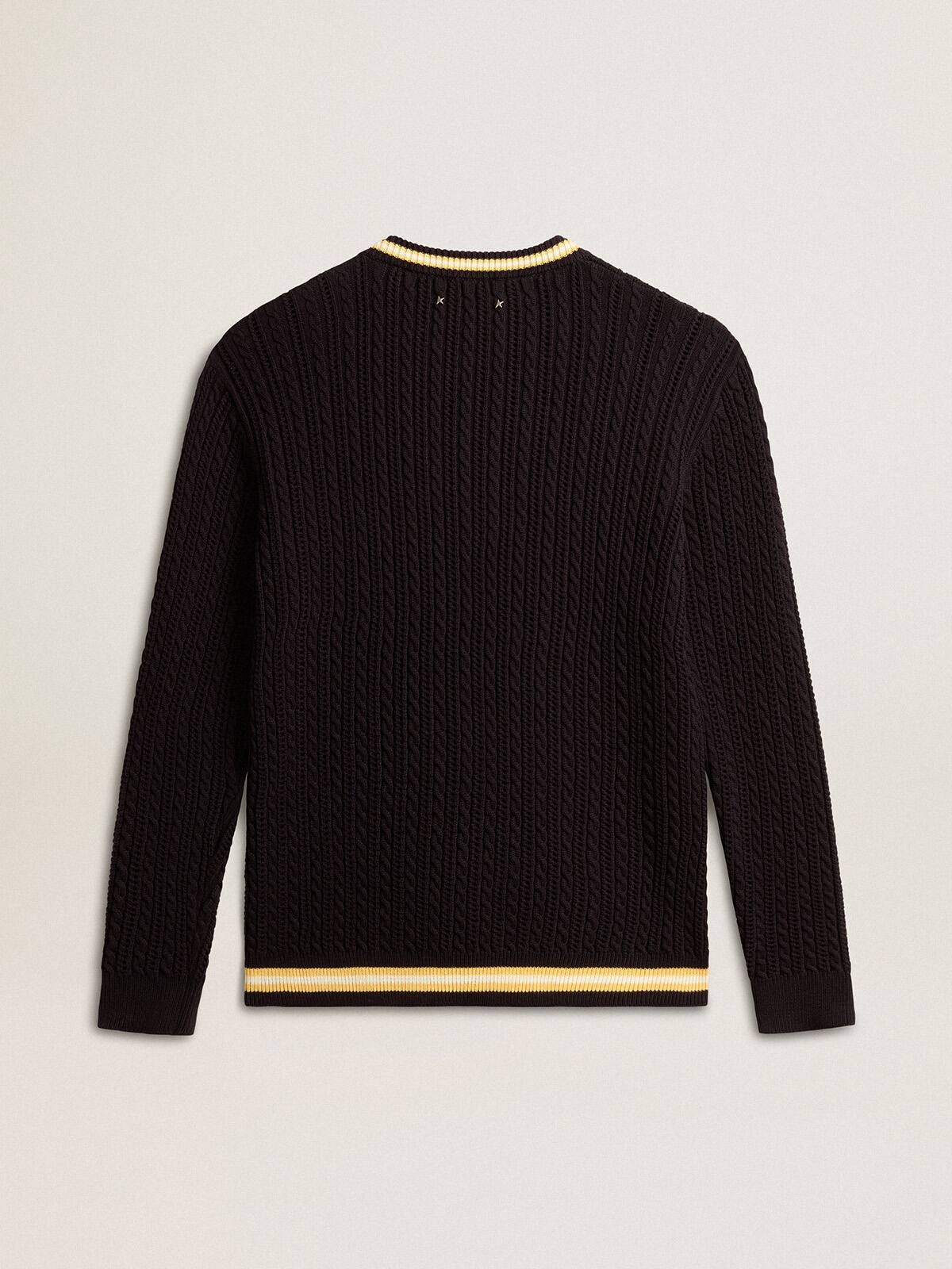 Men’s blue round-neck sweater with contrasting ribbing - 6