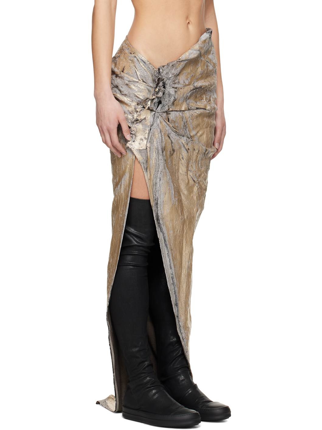 Gold Hollywood Soft Edfu Long Denim Maxi Skirt - 2