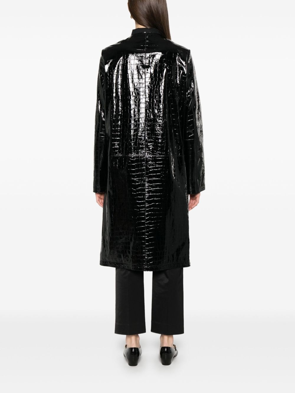 crocodile-embossed coat - 4