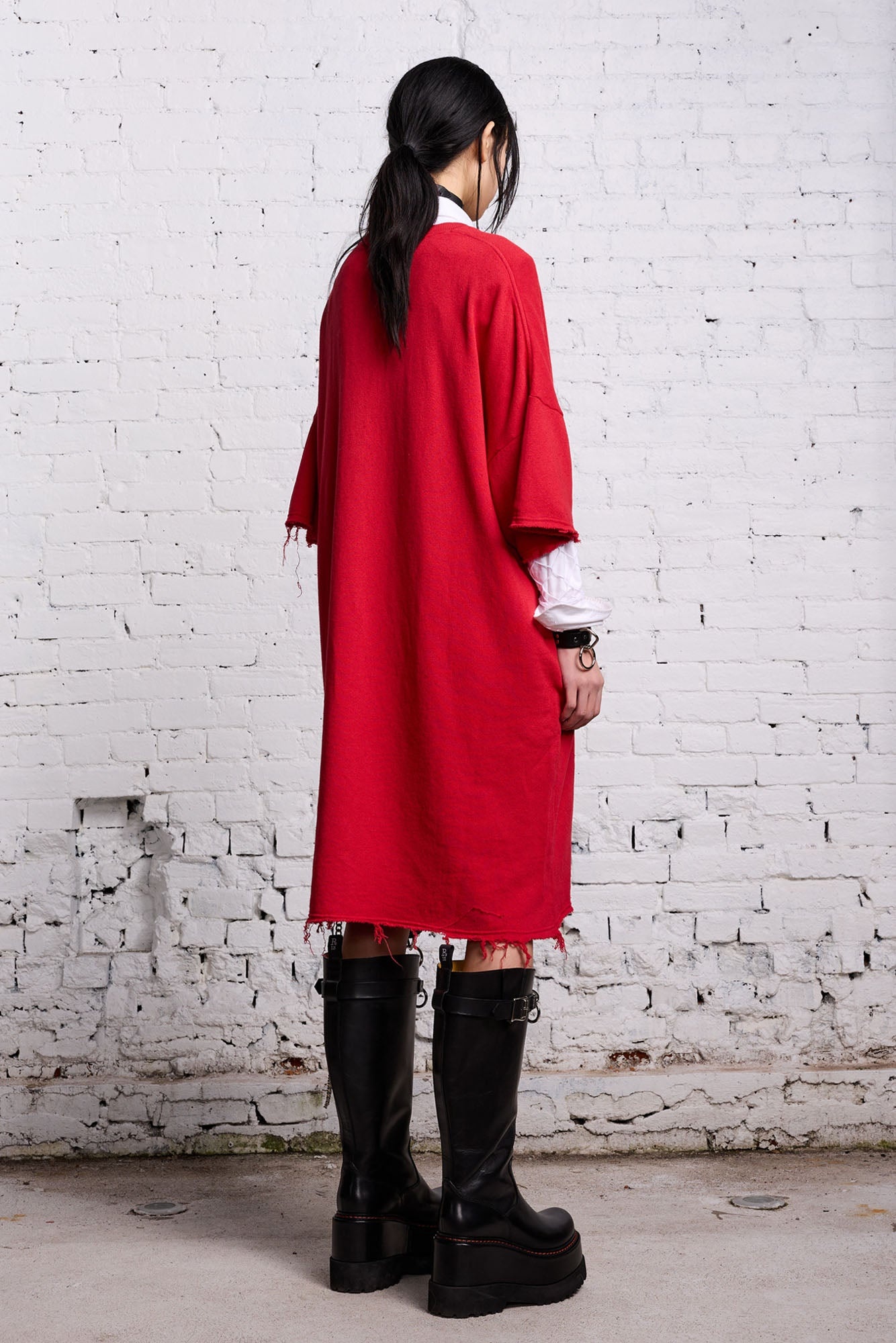 ELONGATED SHIRTDRESS - RED - 5