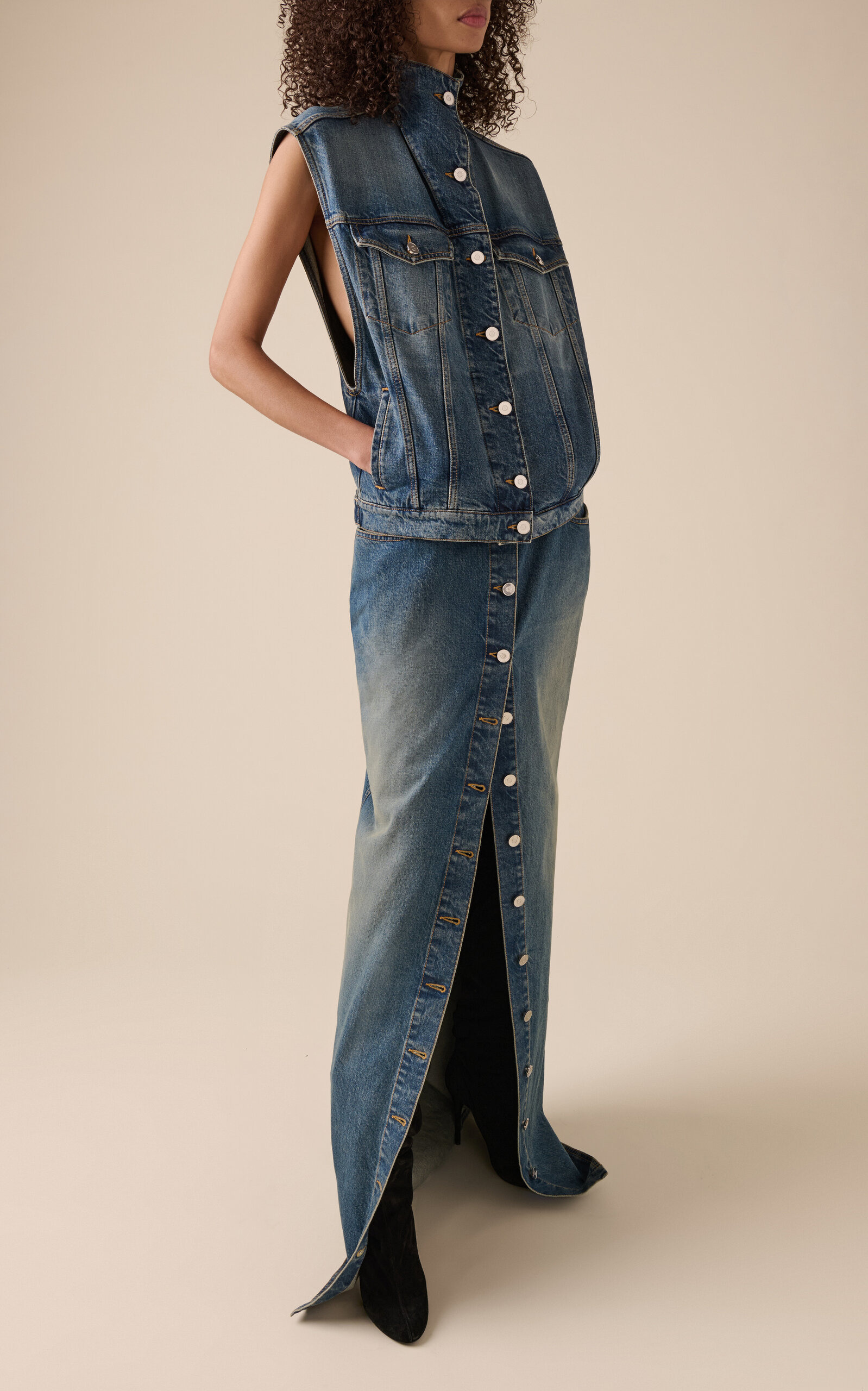 Cotton Trucker Vest blue - 3