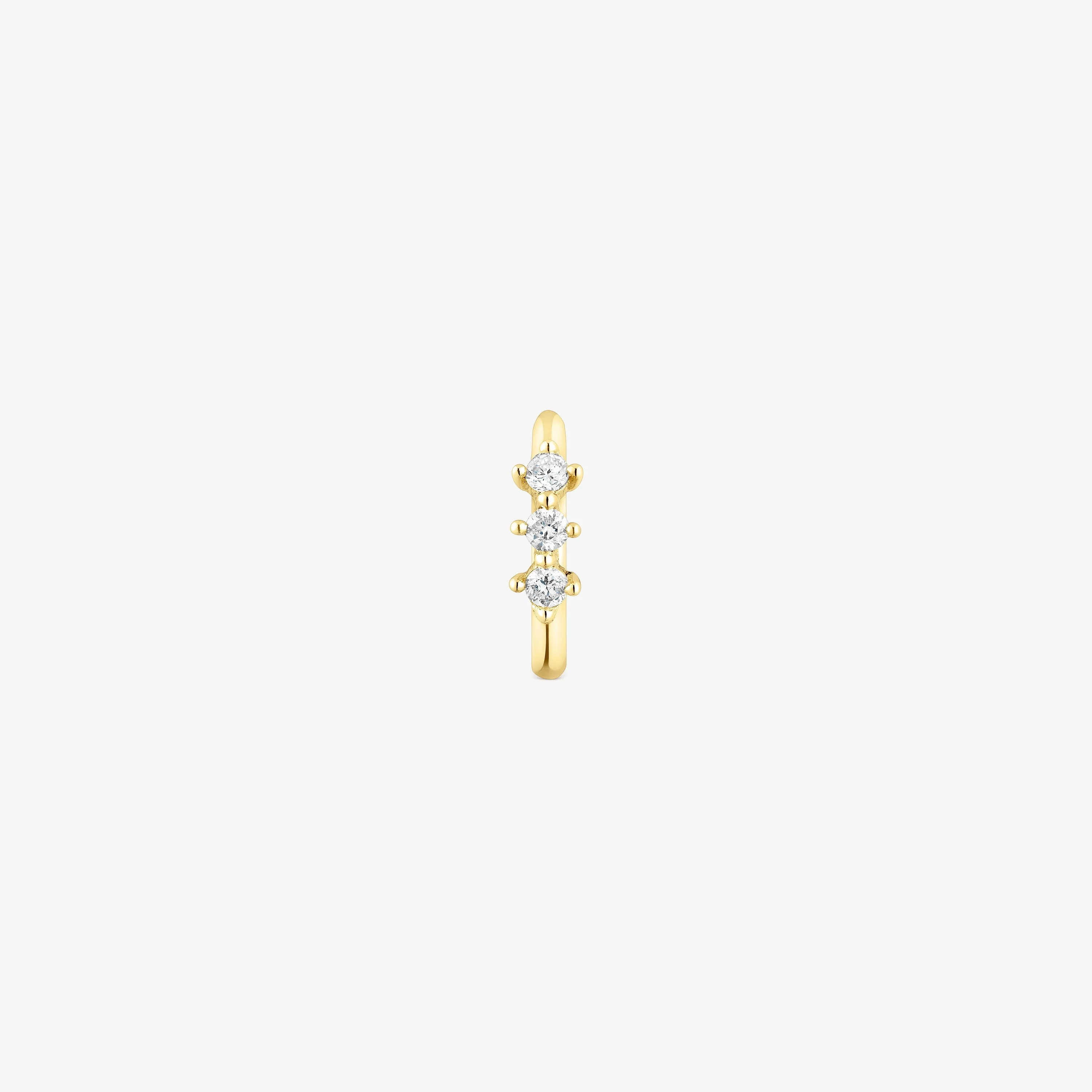 18K solid gold Strip hoop earring with diamonds Les Classiques - 1