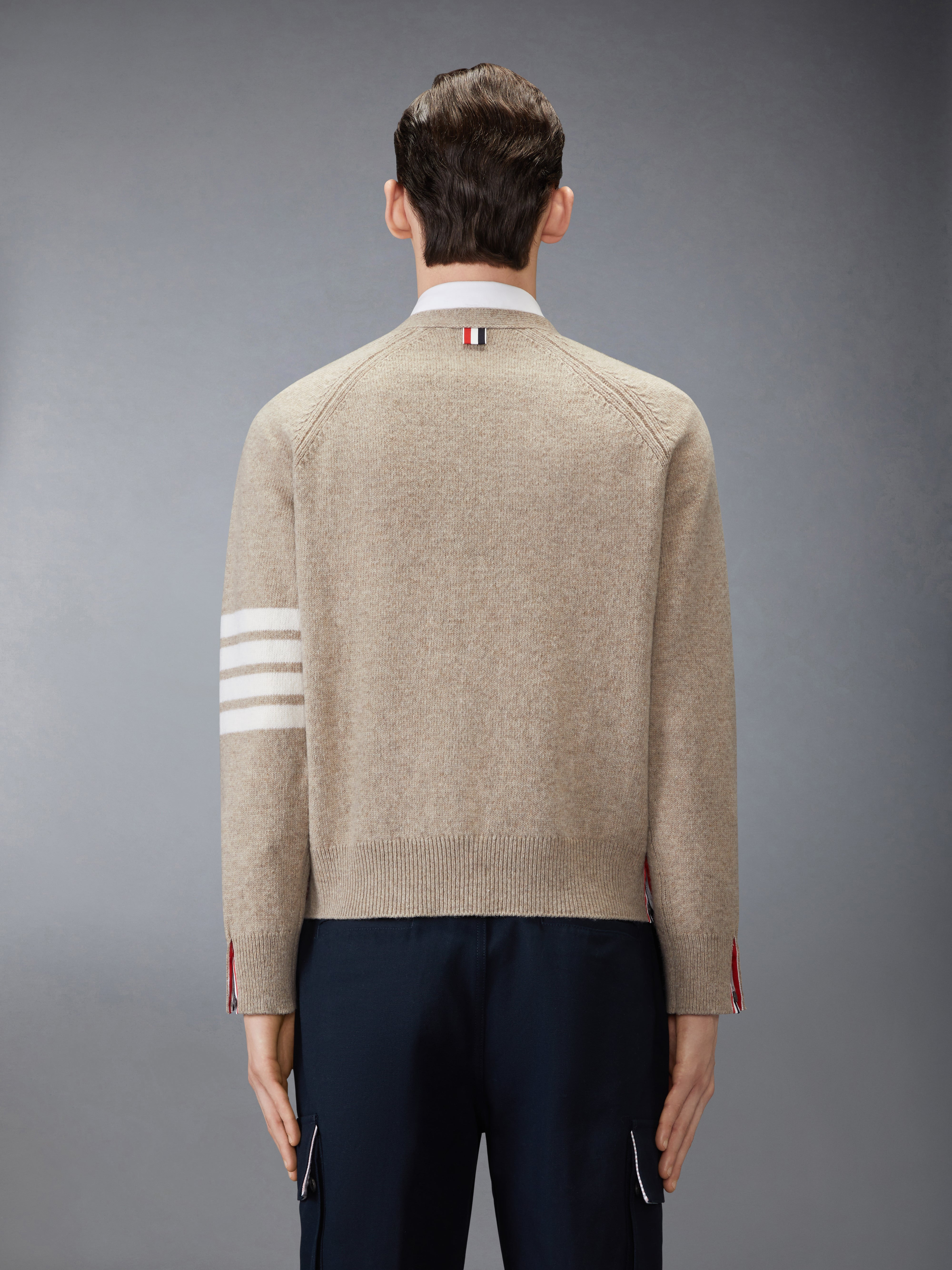 SHETLAND WOOL 4-BAR RELAXED FIT V NECK CARDIGAN - 3