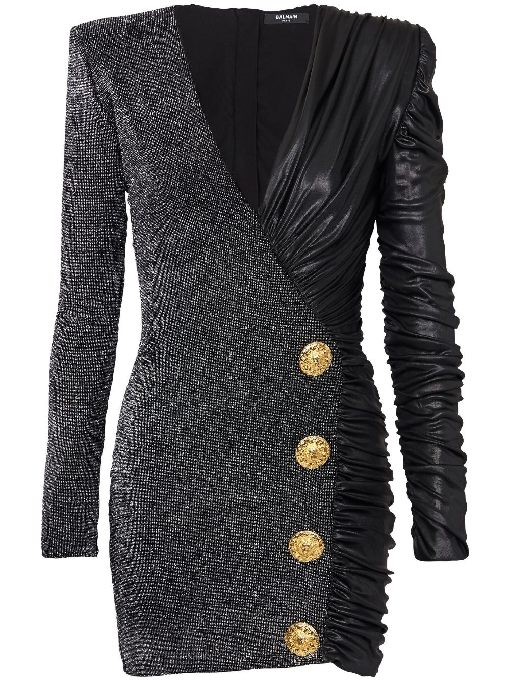 Balmain Black Button Minidress