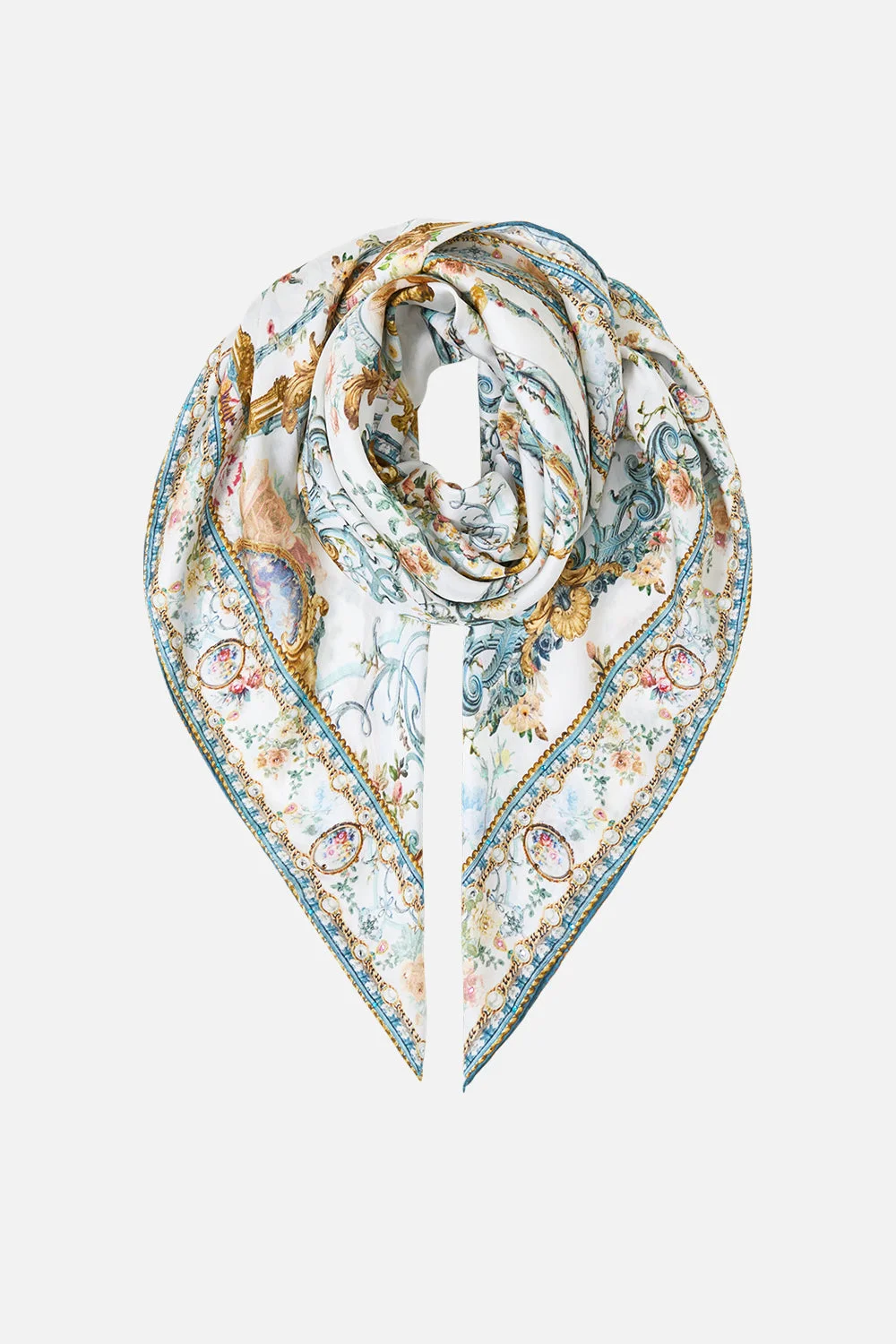 LARGE CRYSTALLED SILK SQUARE SCARF BALLAD OF THE BIBLIOTHÈQUE - 1