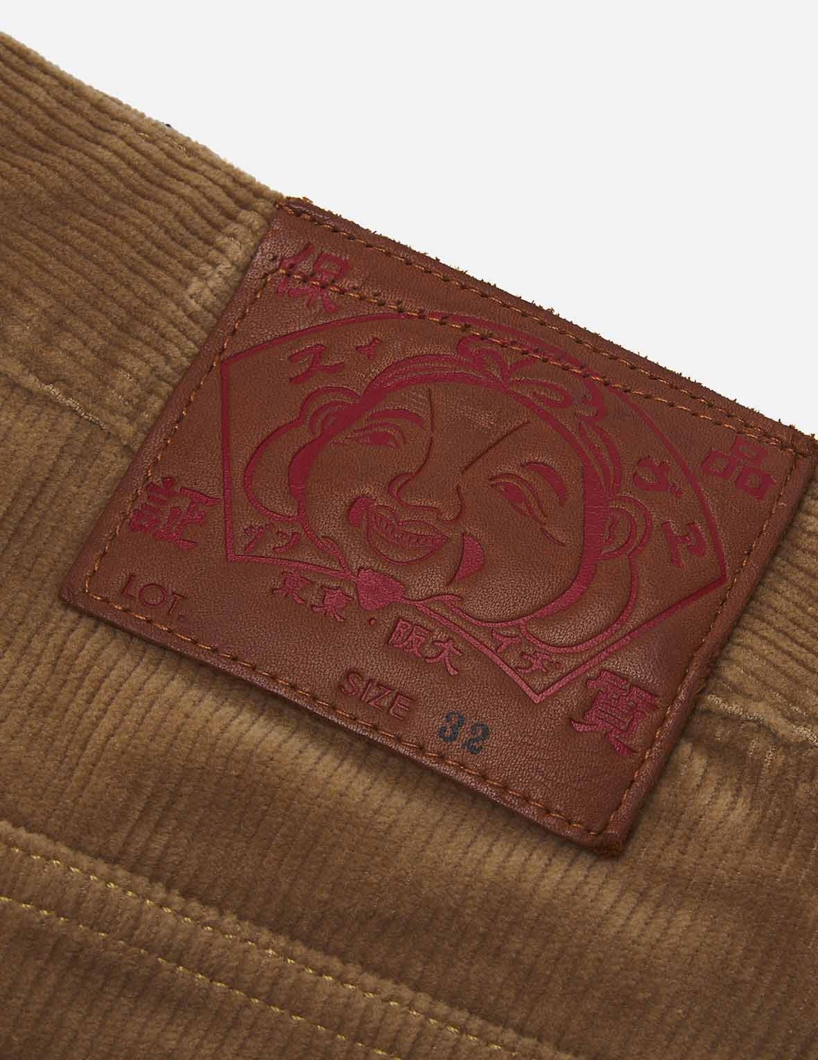 LOGO EMBROIDERED DROP-CROTCH CORDUROY PANTS - 8