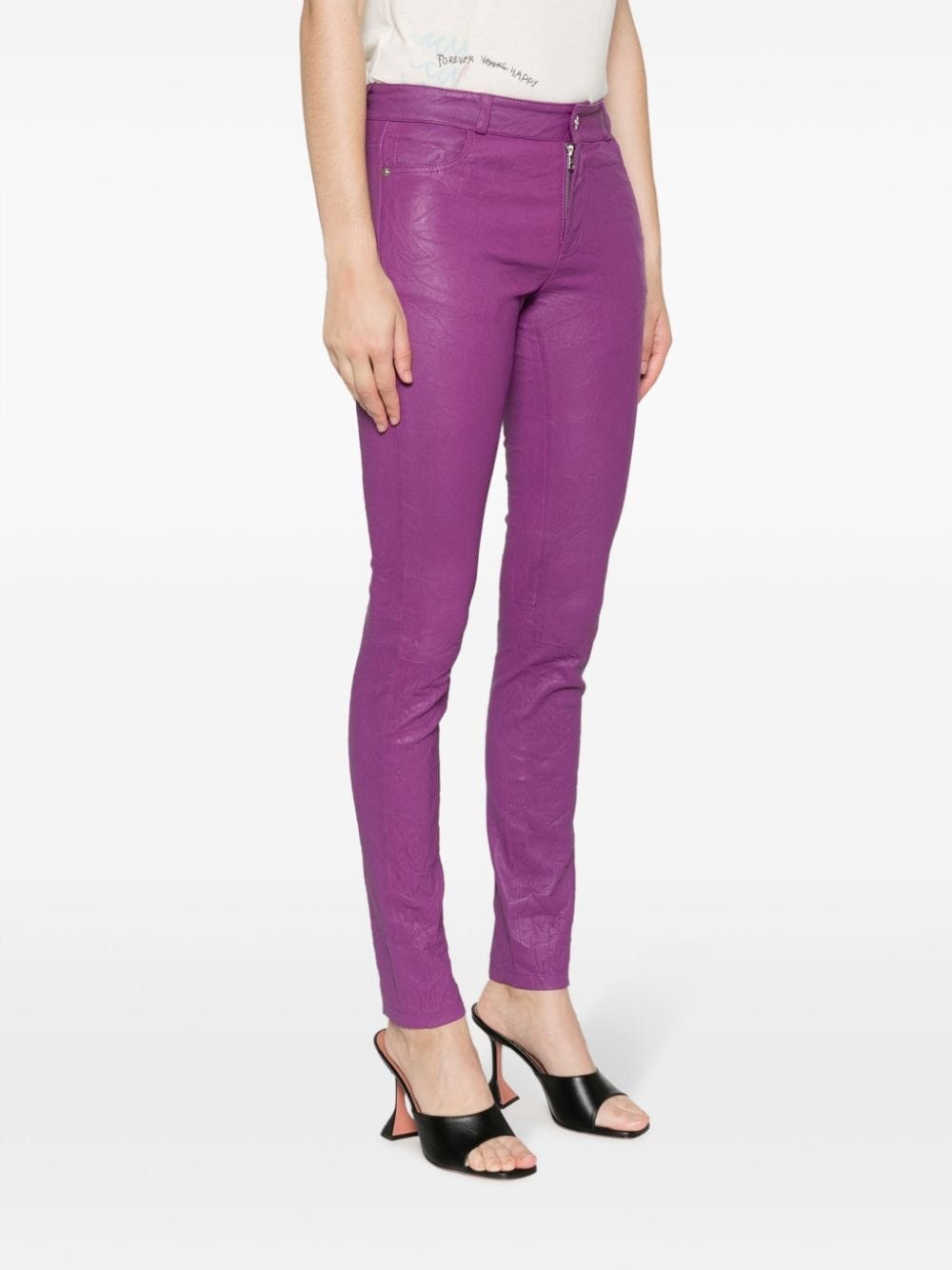 Phlame crinkled leather trousers - 3