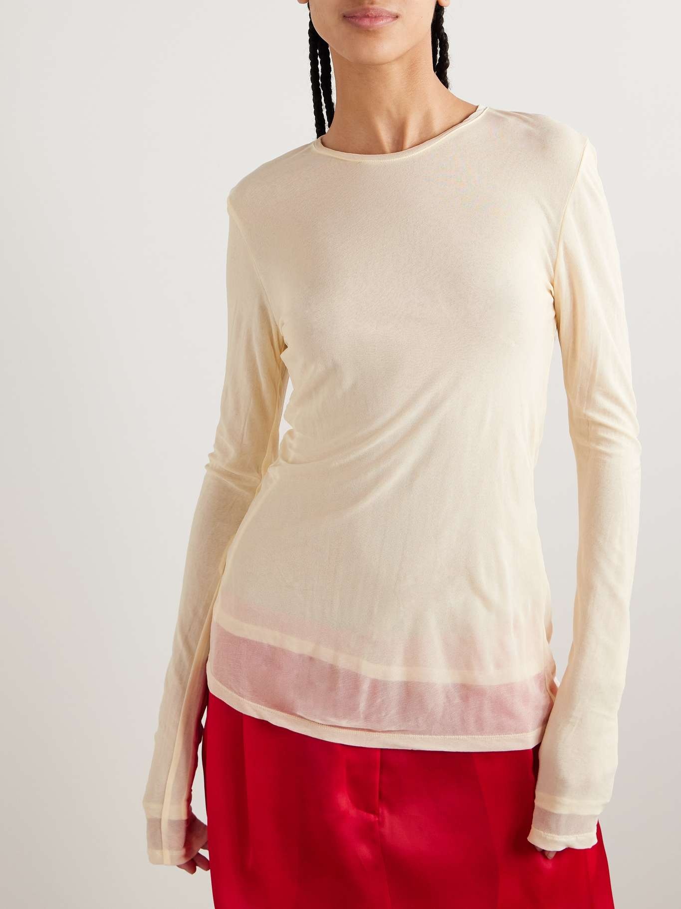 Rosalie gathered jersey top Pastel yellow - 3