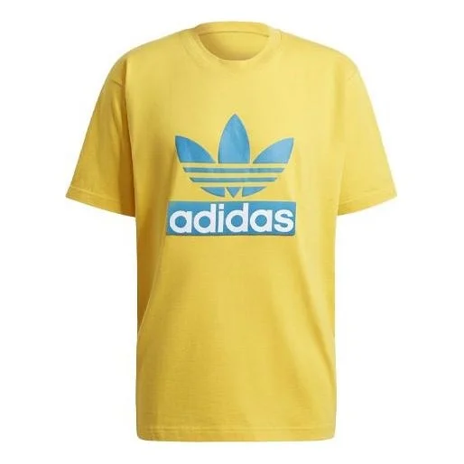 adidas originals Big Trfl Tee Casual Sports Round Neck Short Sleeve Yellow H09345 - 1