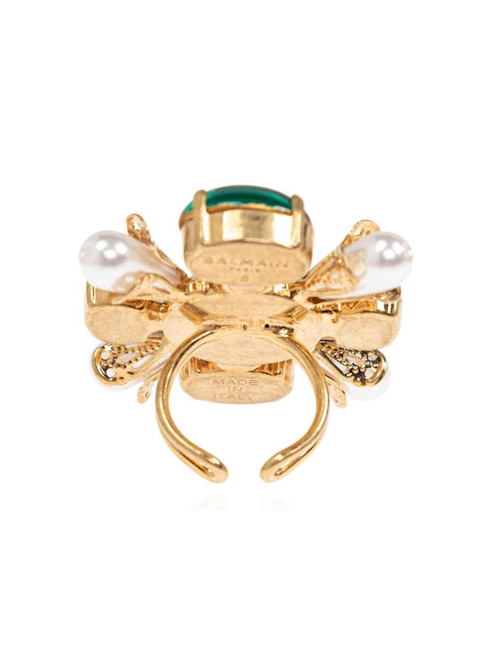crystal-embellished faux-pearl ring - 3