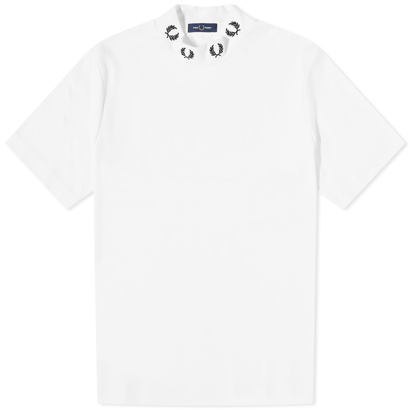 美品　完売品　FRED PERRY High Neck T-Shirt Fred Perry Textured Zip Neck Polo Shirt - Black - M9882-102