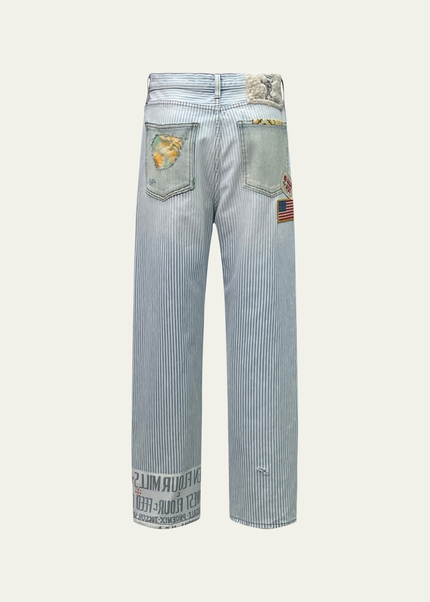Men's Striped Patchwork Jeans - 2