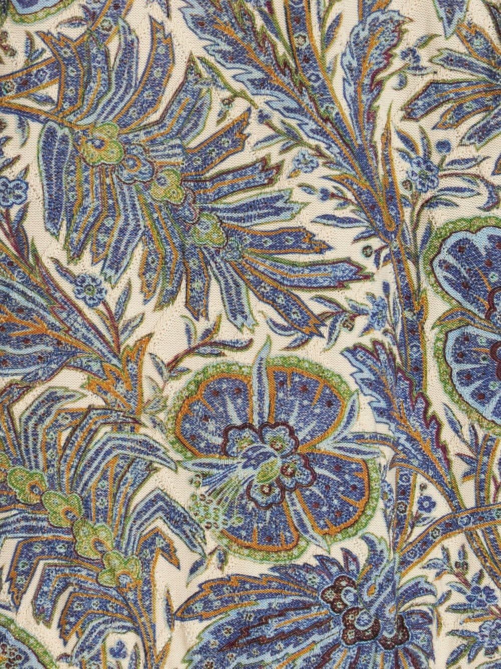 botanical-print cotton-cashmere blend cardigan - 5