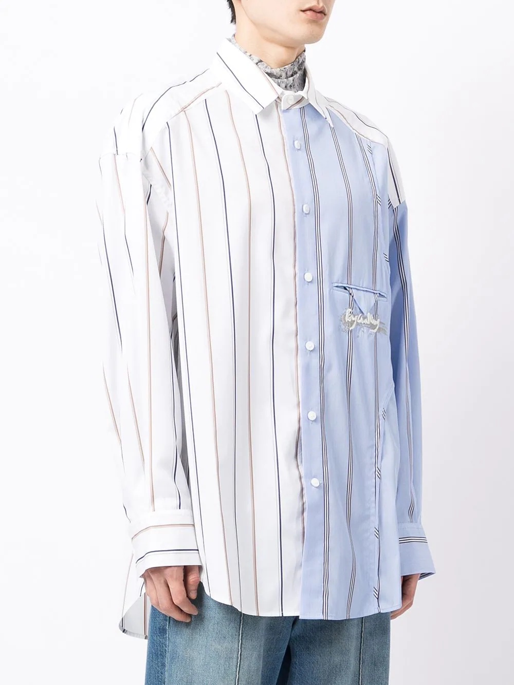 vertical-stripe long-sleeve shirt - 3