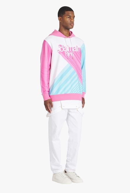 Balmain x Barbie - Multicolor eco-designed cotton sweatshirt with pink Balmain logo print - 7