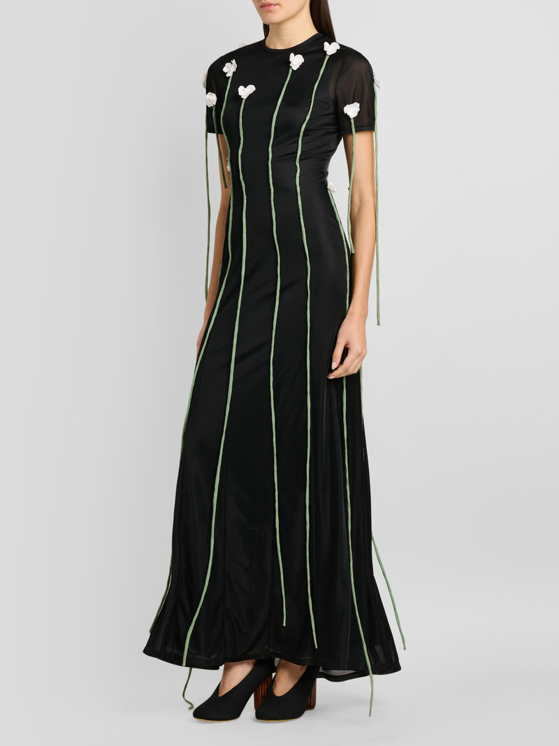 Women's Floral Appliqué Maxi Dress - Multi Black 4