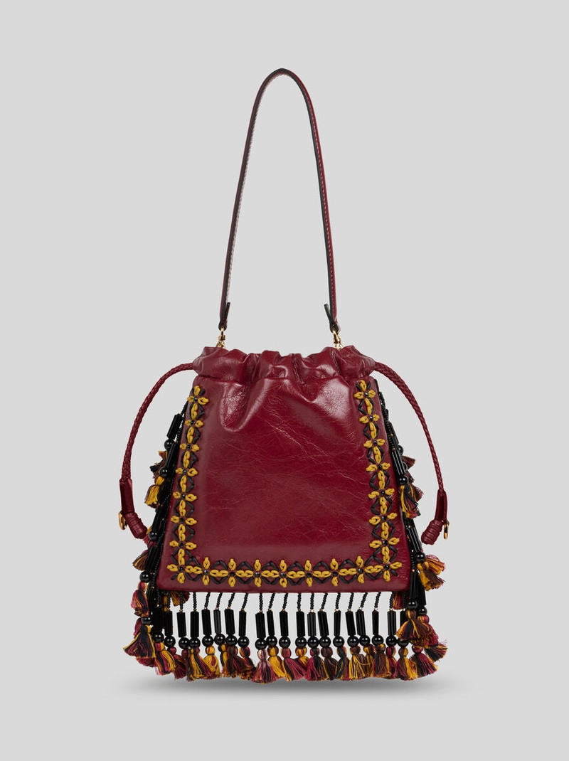 SMALL LEATHER KALISPERA BAG WITH FRINGING 1