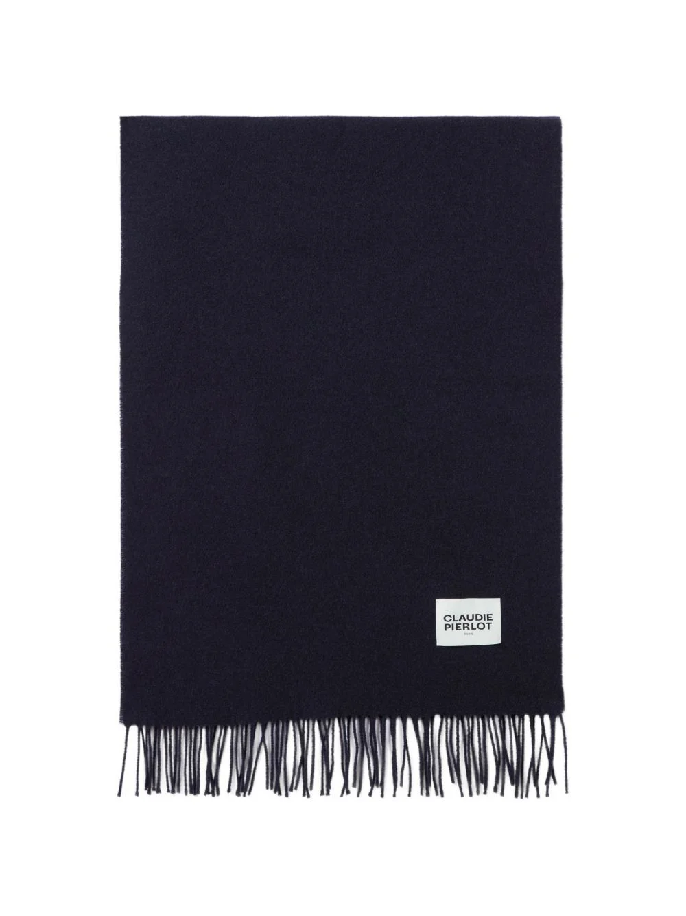 fringed logo-patch scarf - 1