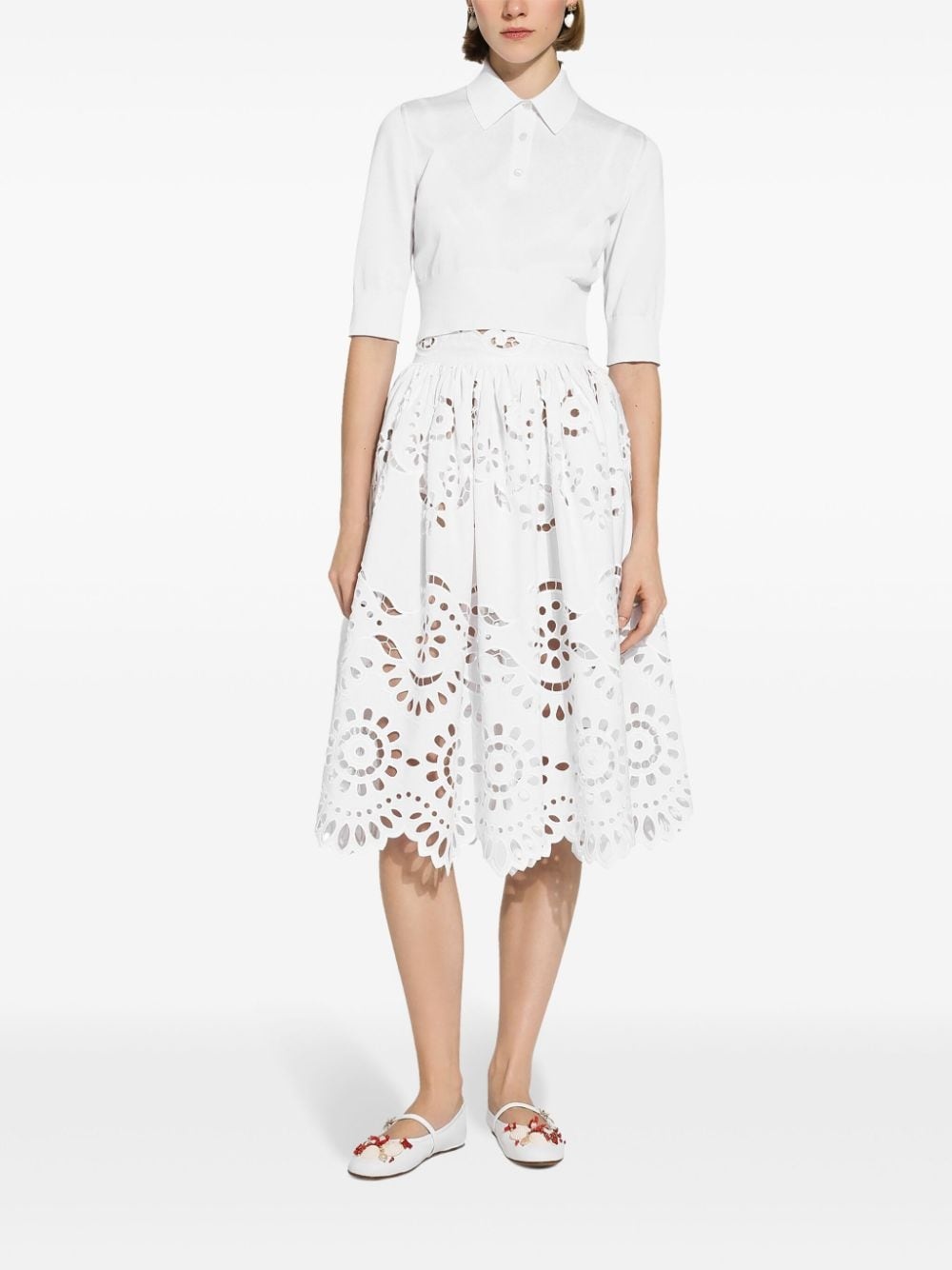 scallop cut-out skirt - 3