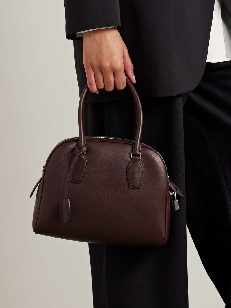The Row India leather tote Dark brown outlook