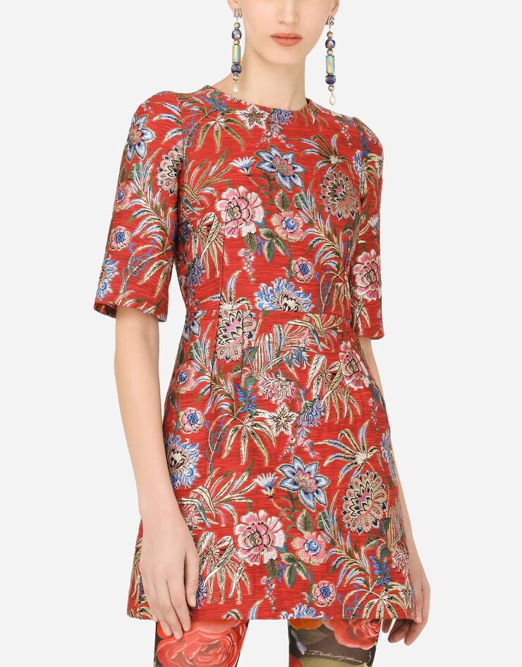 Short floral jacquard dress - 4