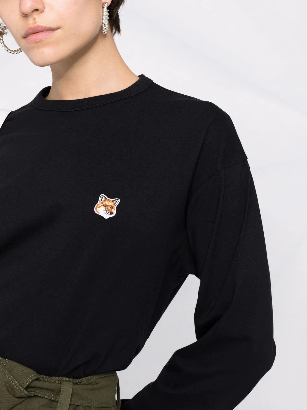 embroidered-logo long-sleeve top - 5