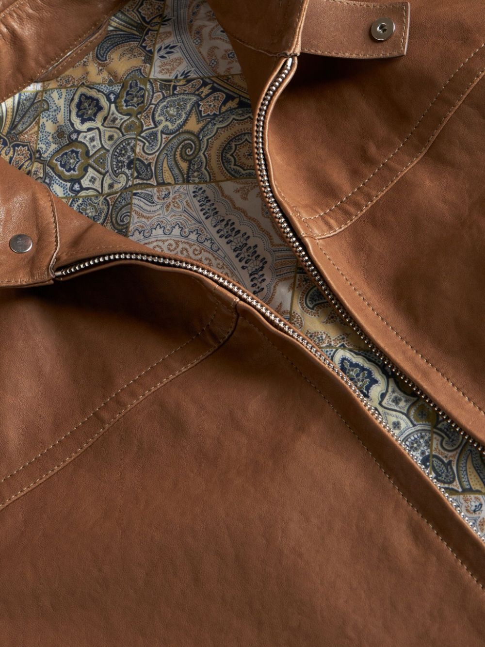 zip-up leather jacket - 5