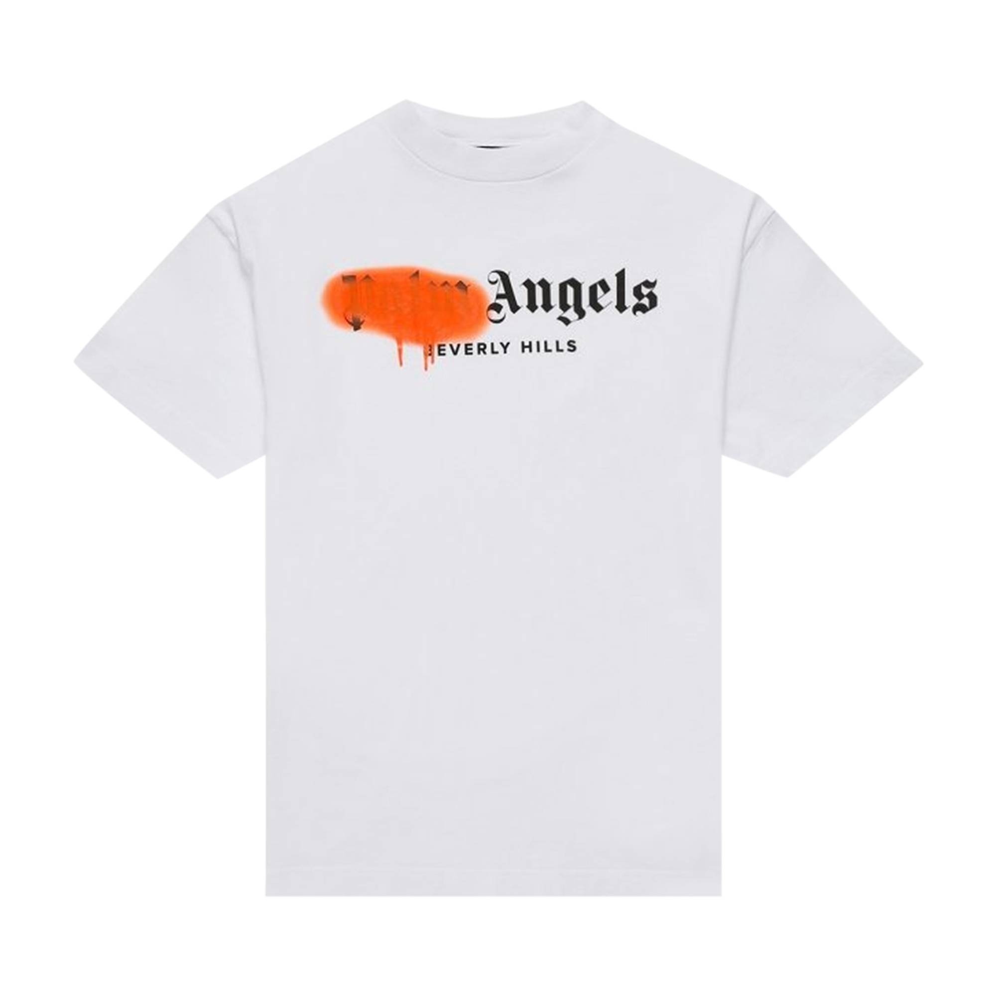 Palm Angels Beverly Hills Sprayed Tee 'White/Orange' - 2