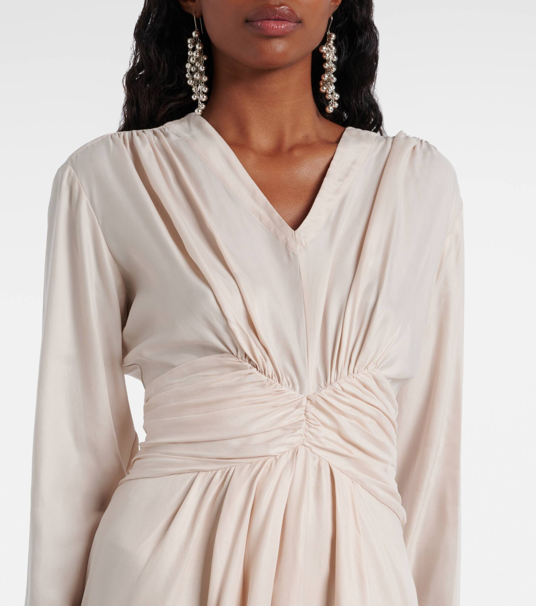 Pleated gathered midi dress - 4