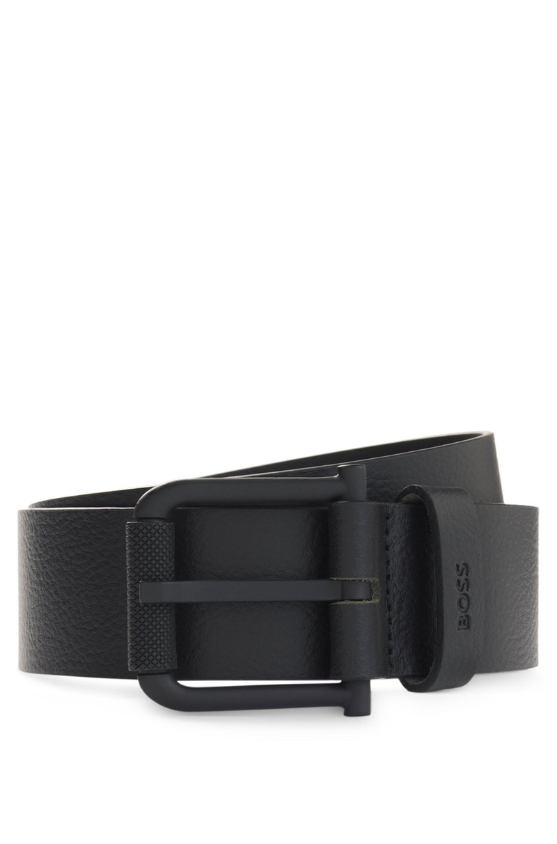 GRAINED-LEATHER BELT WITH EMBOSSED LOGO 1