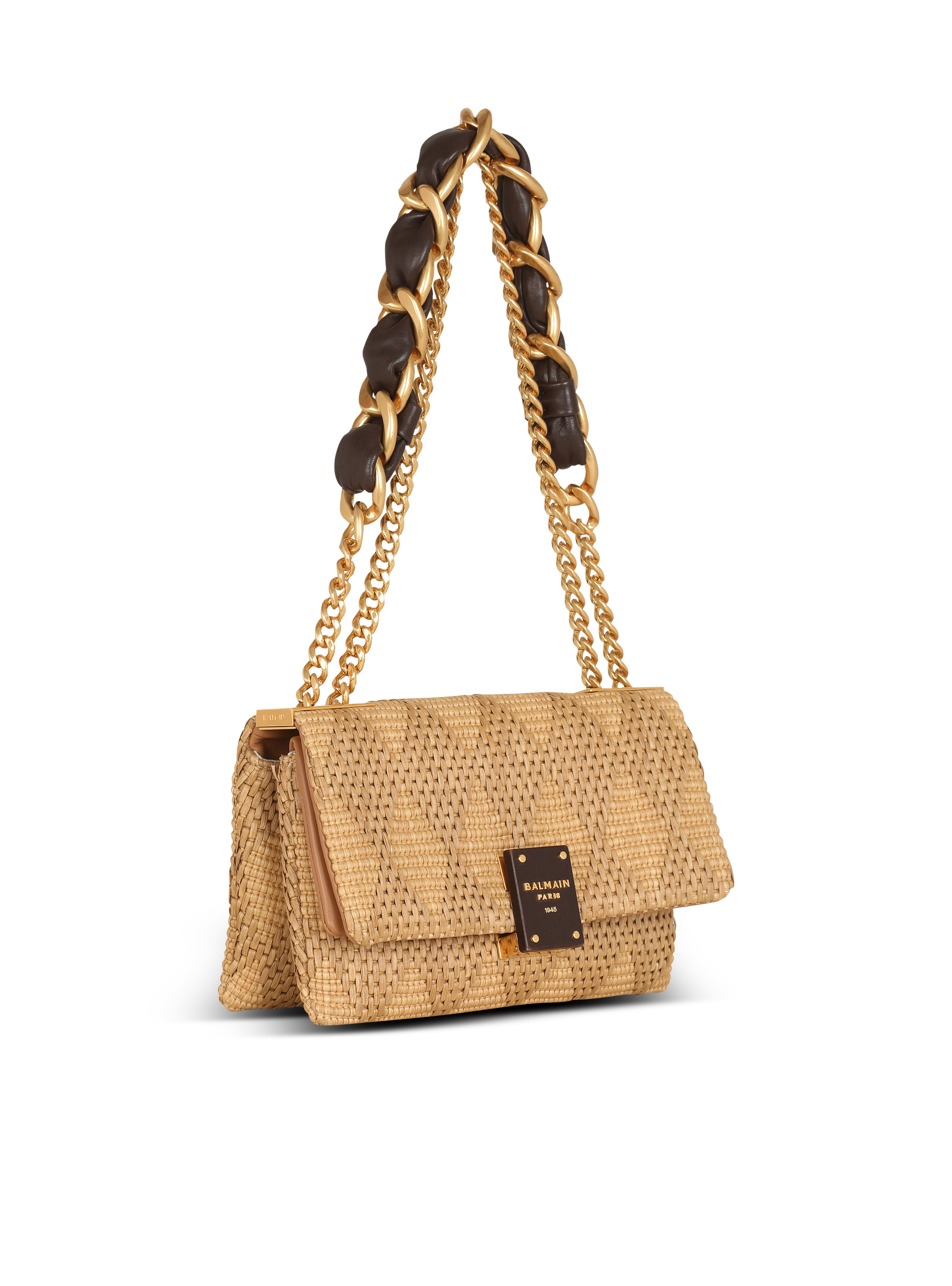 1945 Soft small bag in leather and raffia - 3