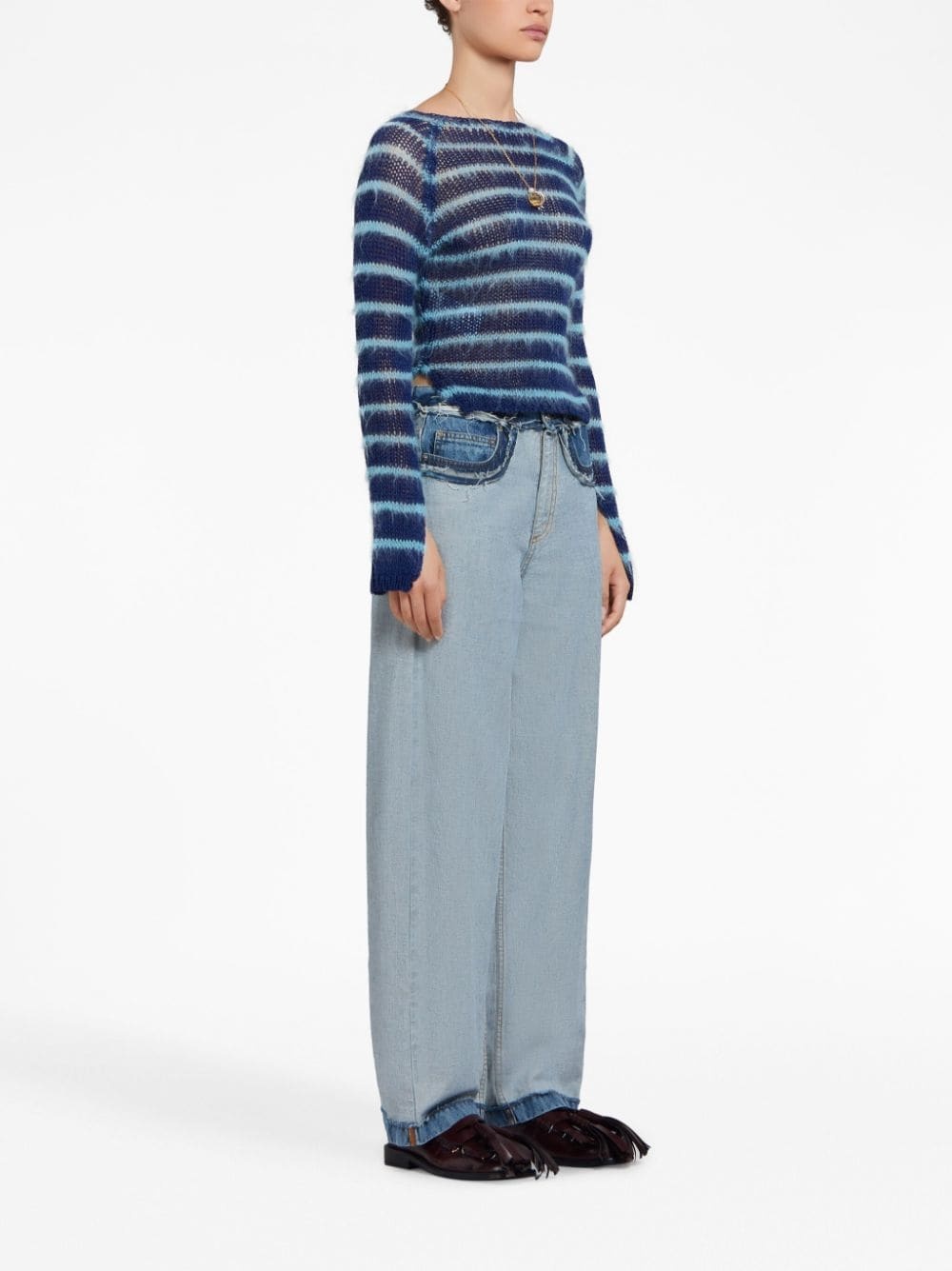 panelled mid-rise wide-leg jeans - 3