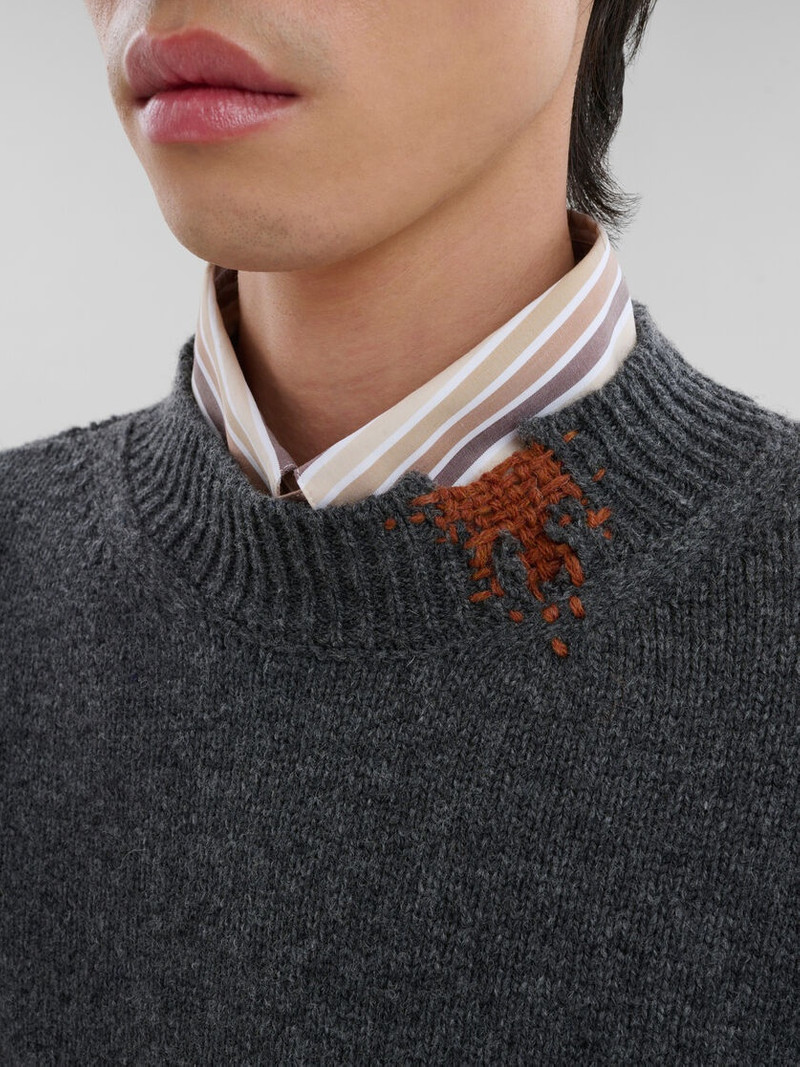 GREY SHETLAND WOOL JUMPER WITH MARNI MENDING PATCHES 4