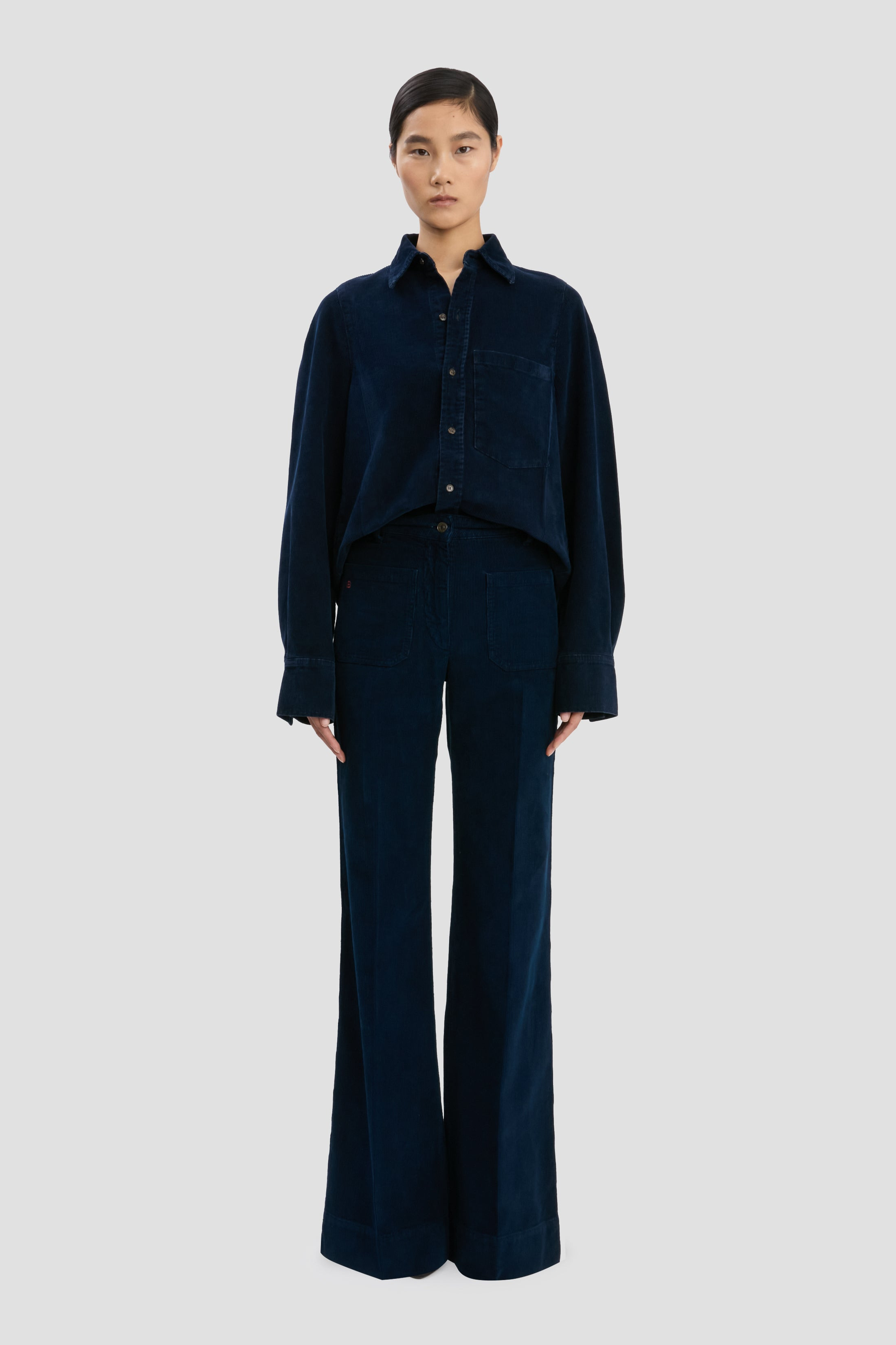 Shoulder Detail Slim Shirt In Indigo - 2