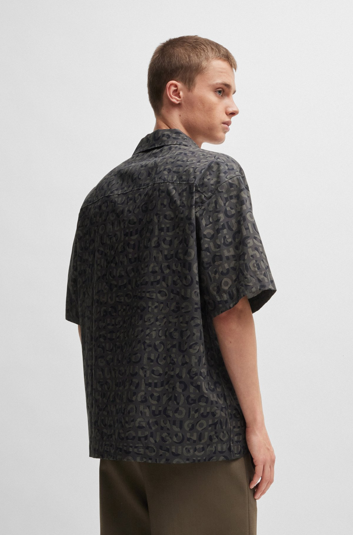 OVERSIZE-FIT SHIRT IN SEASONAL-PRINT COTTON POPLIN - 5