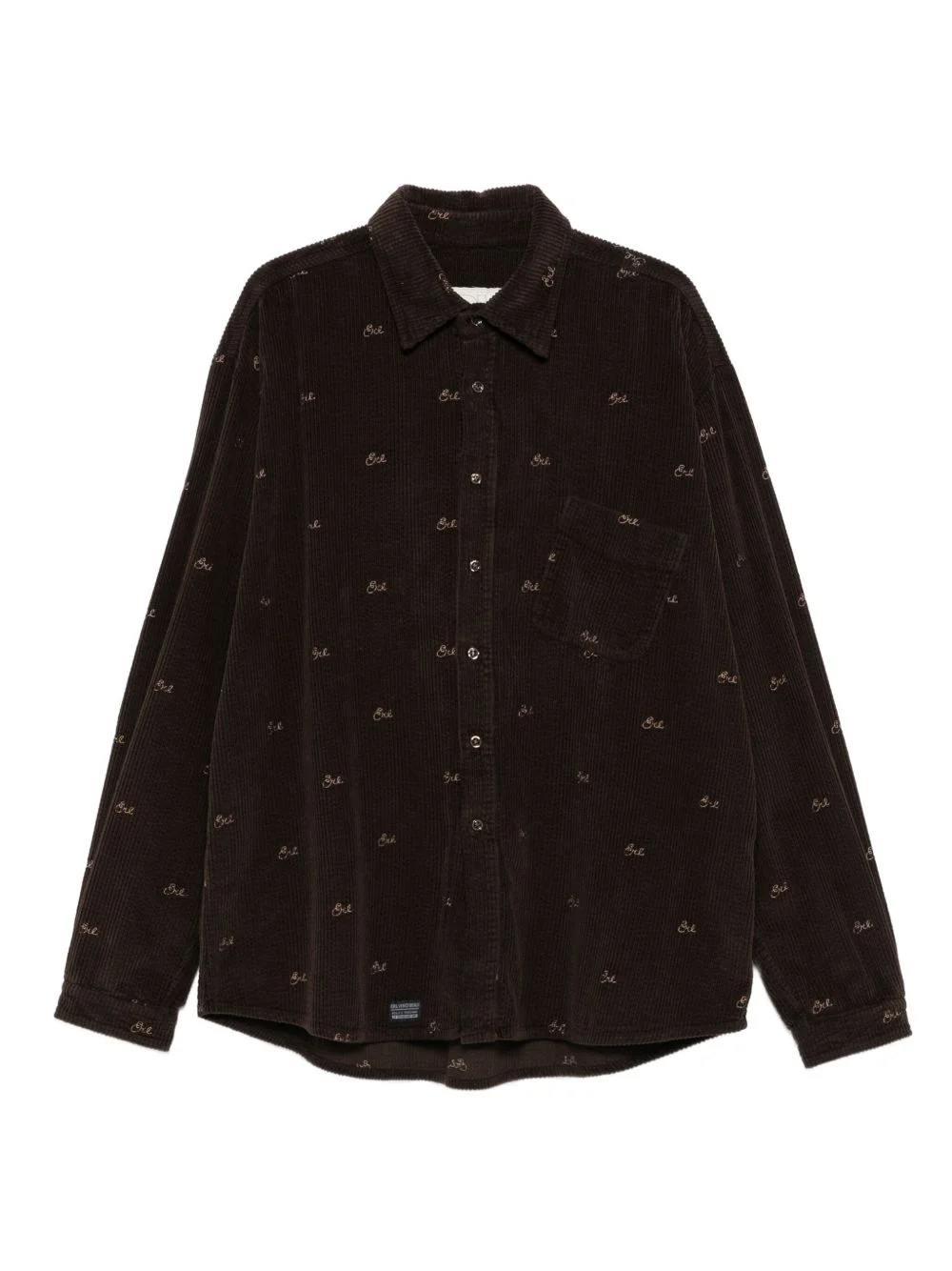 corduroy logo-embroidered shirt jacket - 1