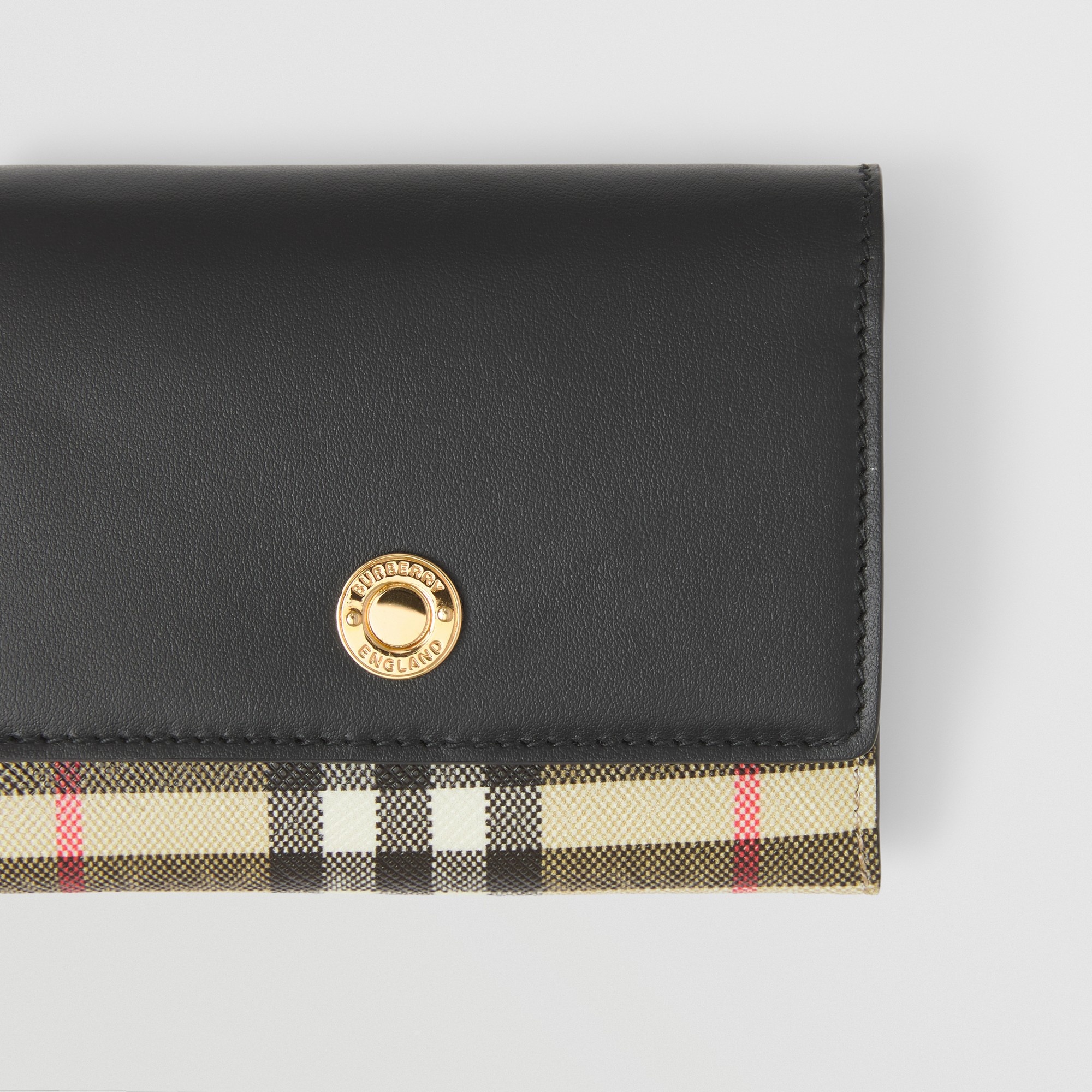 Vintage Check and Leather Small Folding Wallet - 2