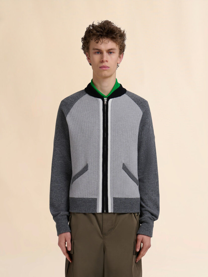 Marni GRAY WOOL CARDIGAN WITH BOMBER NECK outlook
