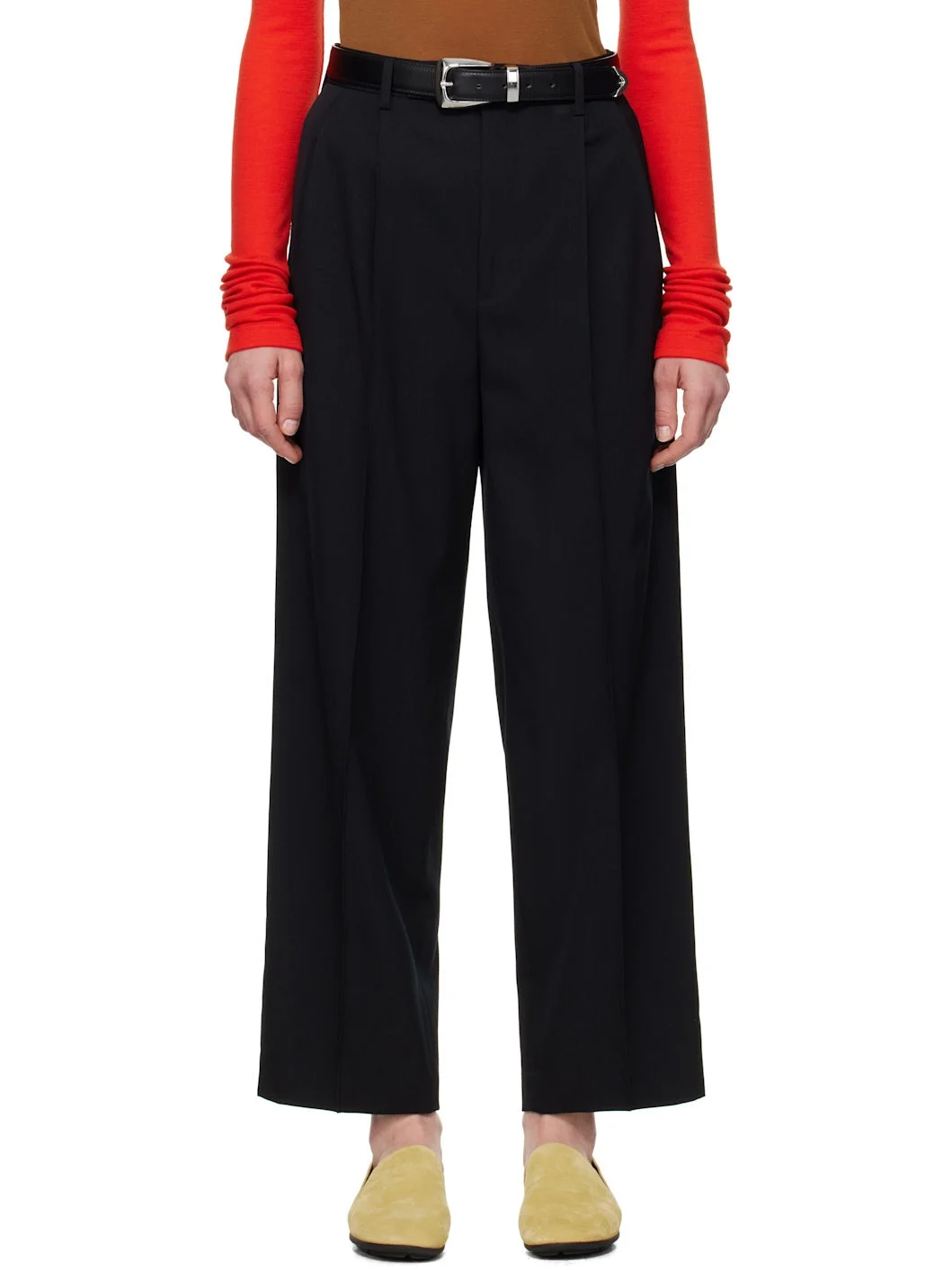 Black Light Wool Max Gabardine Trousers - 1