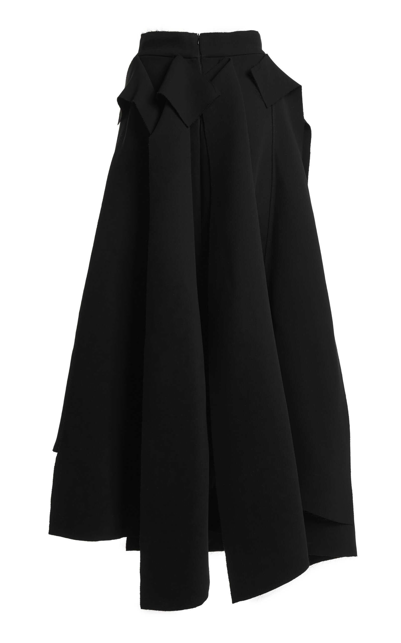 Asymmetrical Pleated Panel Midi Skirt black - 3